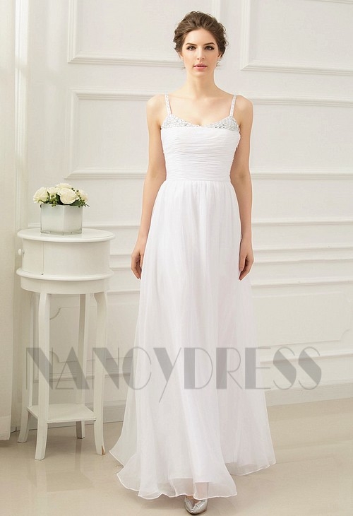 robe de soirée blanc long H057